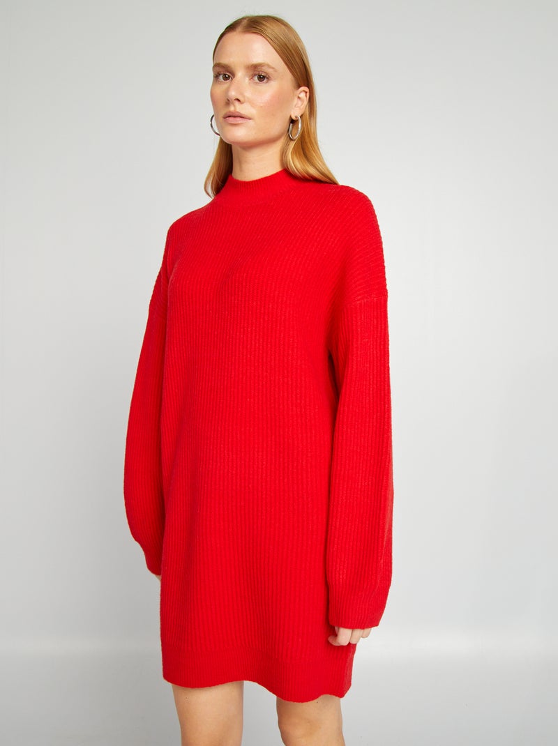 Robe pull en maille et col ras du cou Rouge - Kiabi