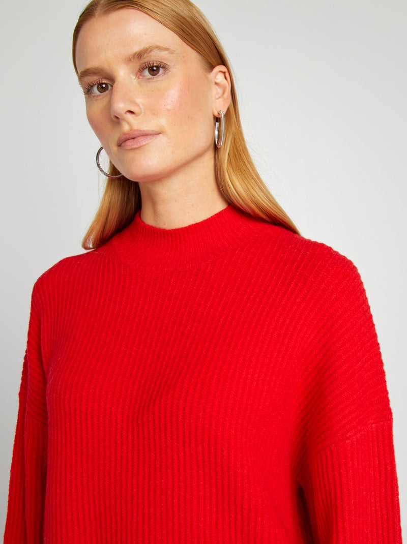 Robe pull en maille et col ras du cou Rouge - Kiabi