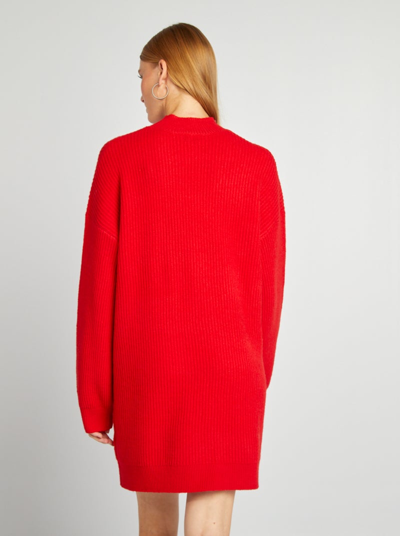 Robe pull en maille et col ras du cou Rouge - Kiabi