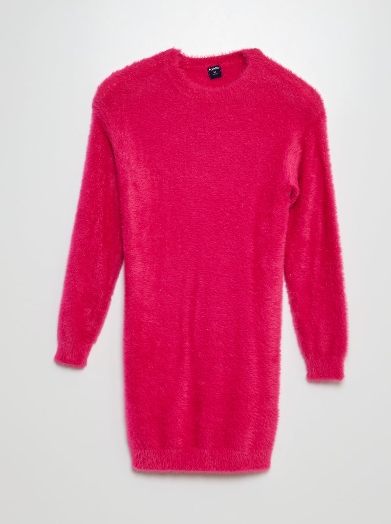 Robe pull en maille poilue Rose - Kiabi