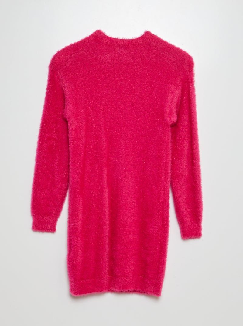 Robe pull en maille poilue Rose - Kiabi