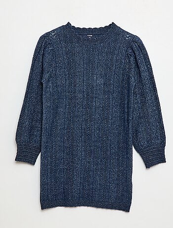 Robe pull en maille tricot ajourée