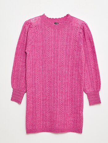 Robe pull en maille tricot ajourée