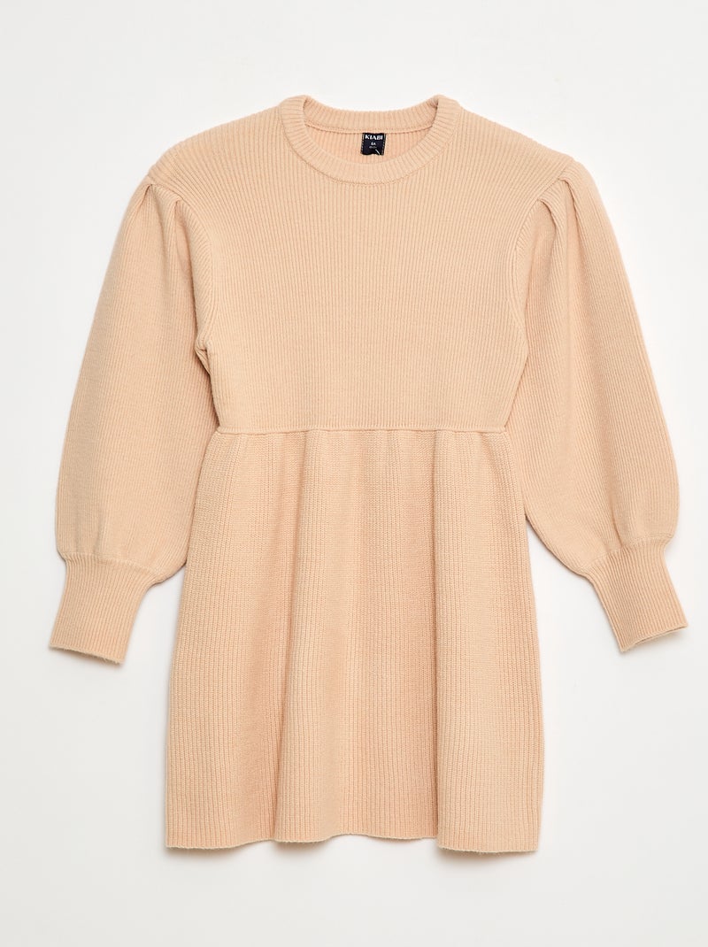 Robe pull en maille tricot douce Beige - Kiabi