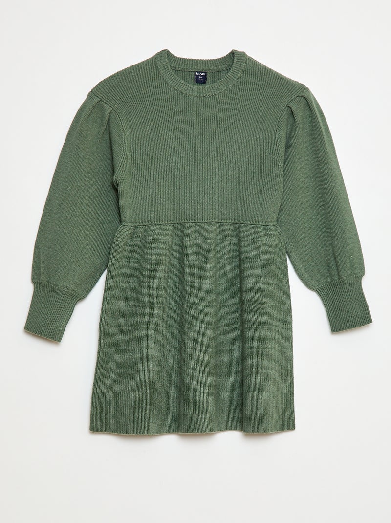 Robe pull en maille tricot douce Vert - Kiabi