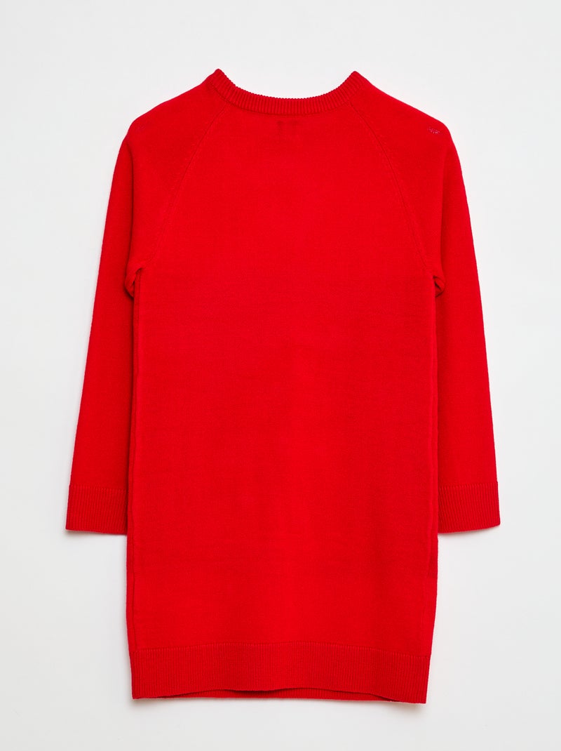Robe pull en maille tricot 'Noël' Rouge - Kiabi