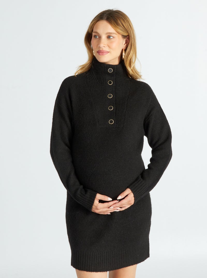 Robe pull grossesse col camionneur noir - Kiabi