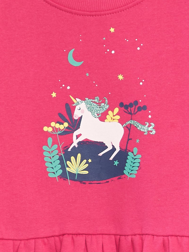 Robe pull licorne + sequin ROSE - Kiabi
