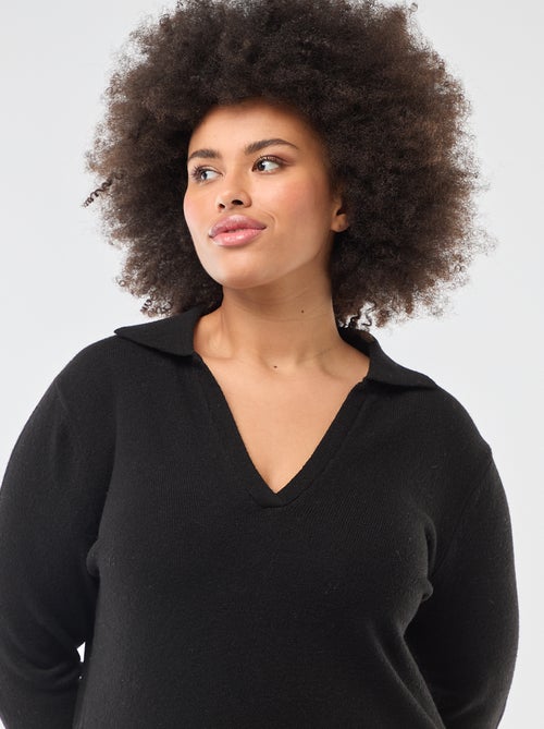 Robe pull longue avec col polo - Kiabi