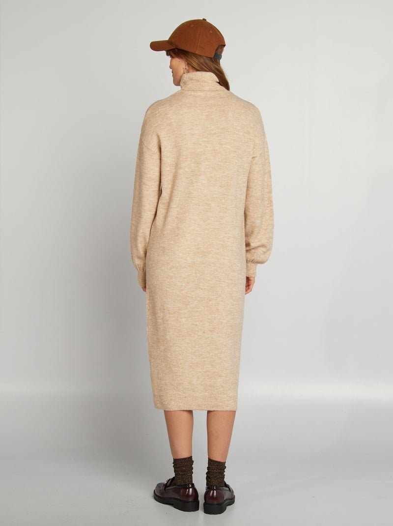 Robe pull longue Beige - Kiabi