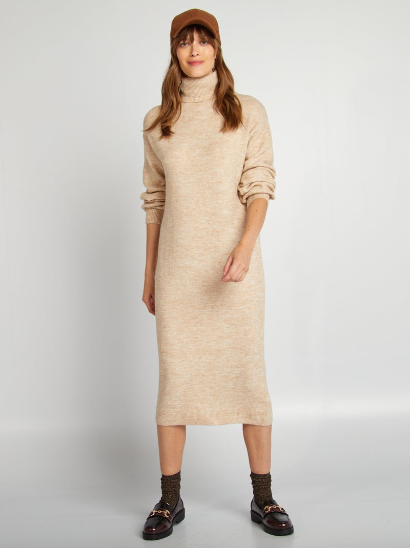 Robe pull longue Beige - Kiabi