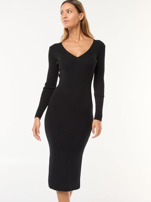 Robe pull longue en rib - Kiabi