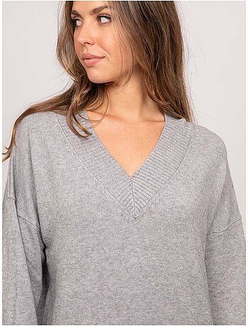 Robe pull longue maille douce col v iberna