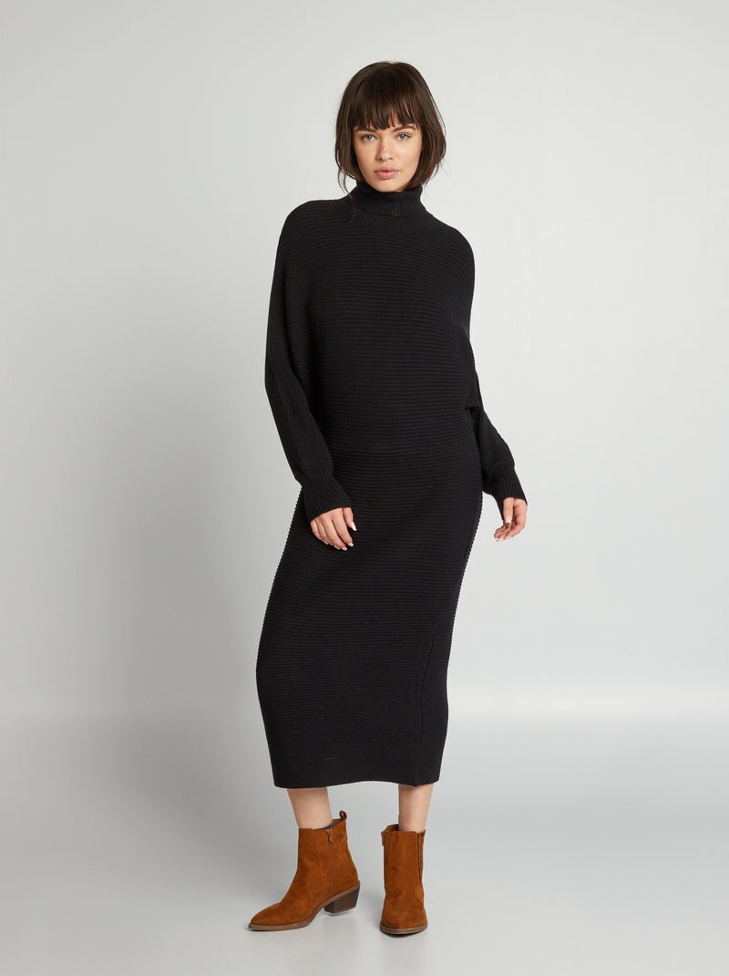 Robe pull longue noir - Kiabi
