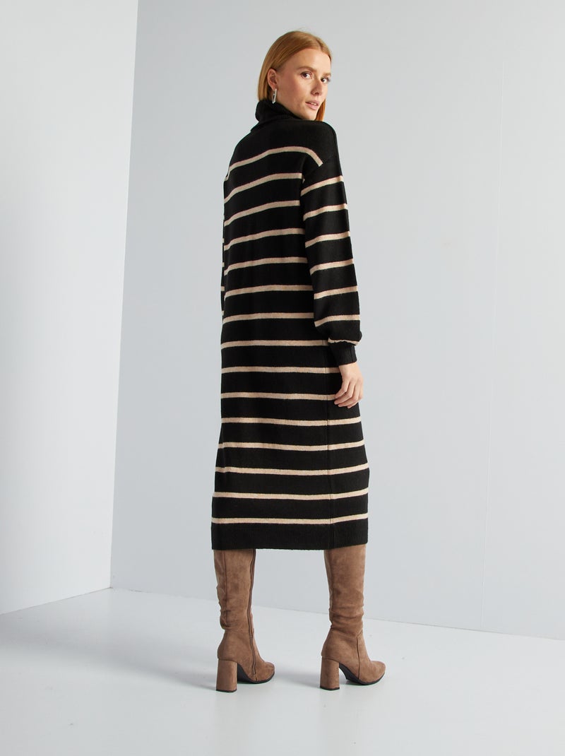 Robe pull longue Noir/beige - Kiabi
