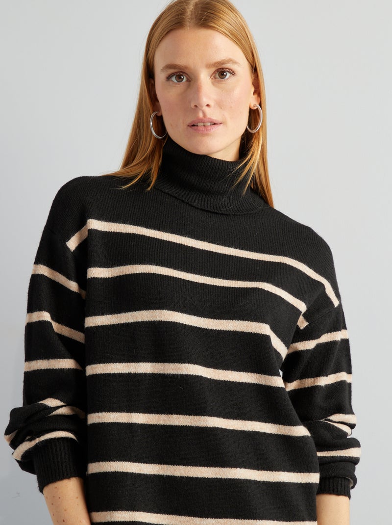 Robe pull longue Noir/beige - Kiabi