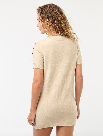 Robe pull maille doudou avec perles