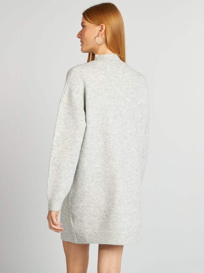 Robe pull maille grosse jauge torsadée Gris - Kiabi