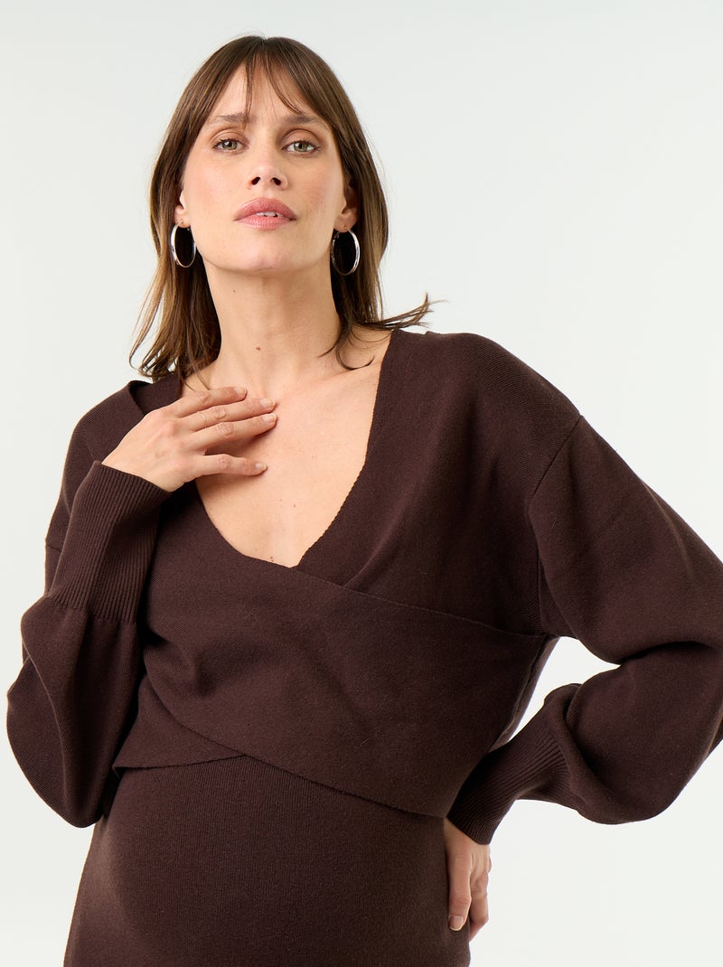 Robe pull maternité 2-en-1 Marron - Kiabi