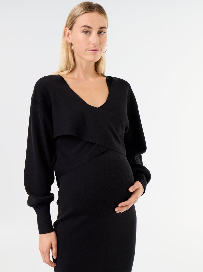 Robe pull maternité 2-en-1 Noir - Kiabi