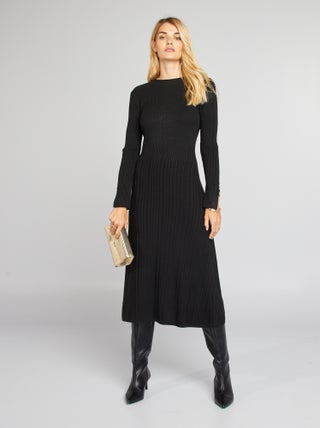 Robe pull midi côtelée