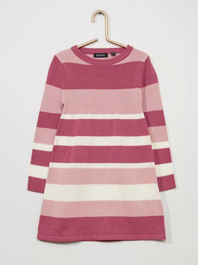 Robe pull rayée rose - Kiabi