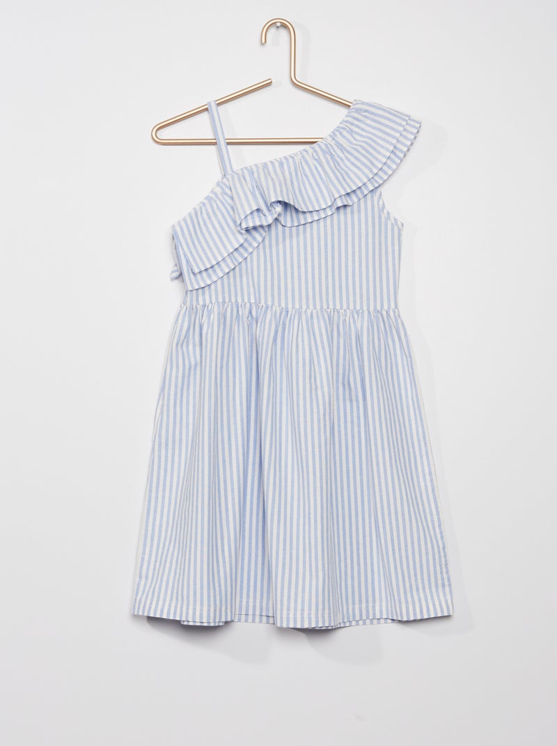 Robe rayée avec col asymétrique Bleu - Kiabi