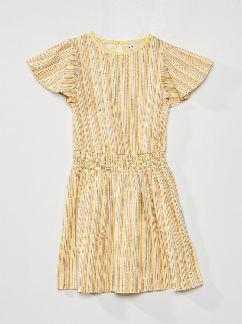 Robe rayée avec détails dorés Jaune - Kiabi