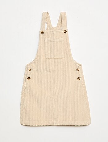 Robe salopette à poche en velours côtelé