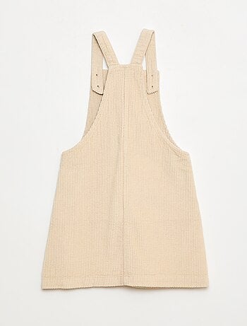 Robe salopette à poche en velours côtelé