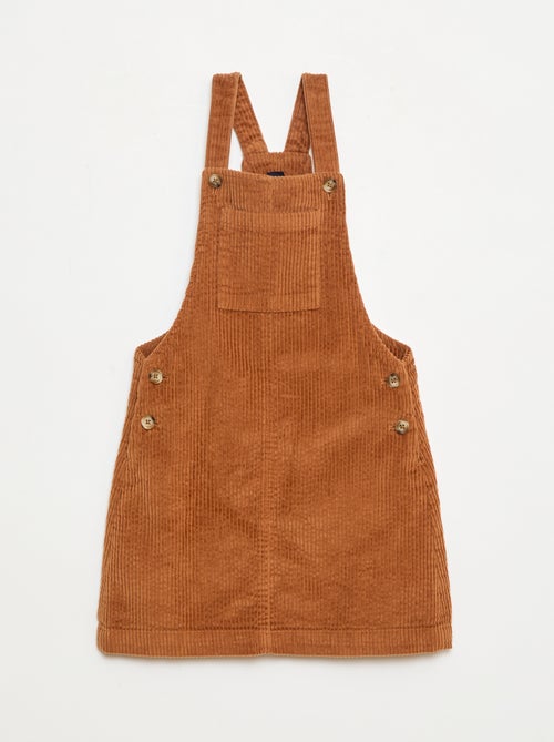 Robe salopette à poche en velours côtelé - Kiabi