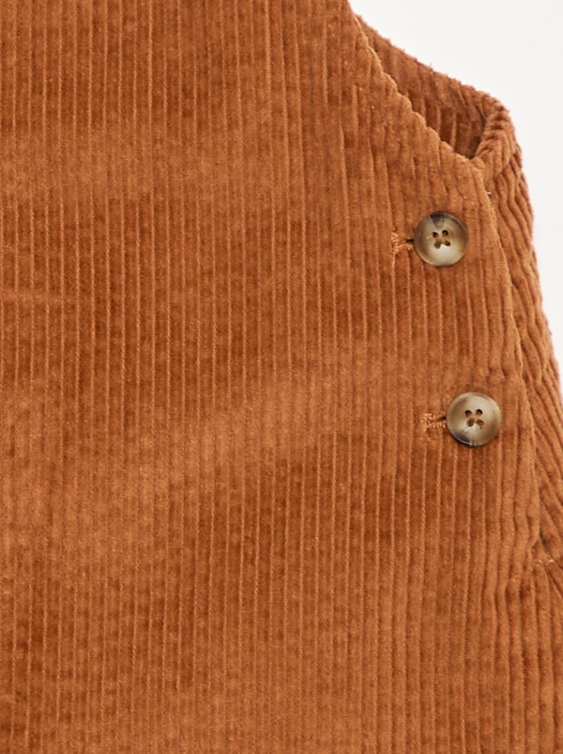 Robe salopette à poche en velours côtelé Marron - Kiabi