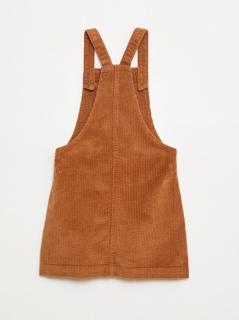 Robe salopette à poche en velours côtelé Marron - Kiabi