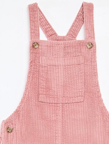 Robe salopette à poche en velours côtelé