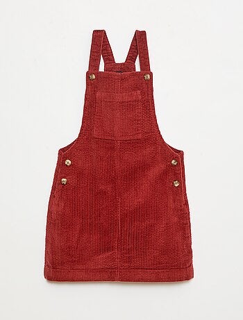 Robe salopette à poche en velours côtelé