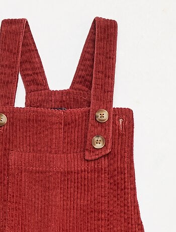 Robe salopette à poche en velours côtelé