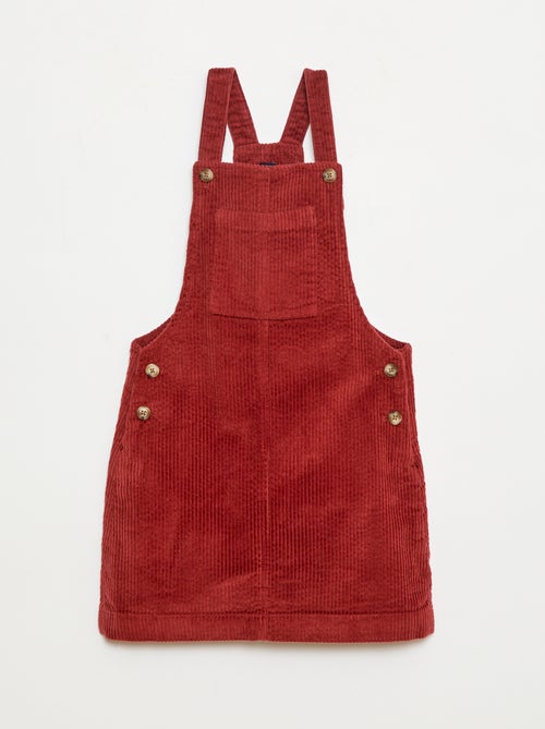 Robe salopette à poche en velours côtelé - Kiabi