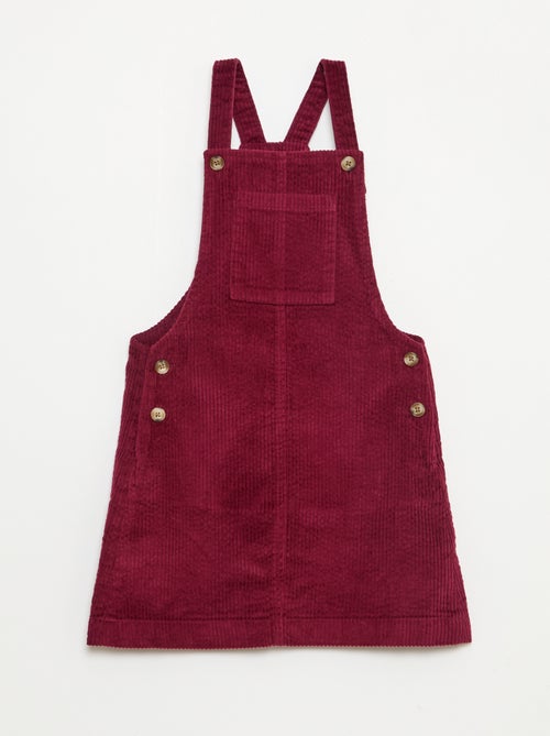 Robe salopette à poche en velours côtelé - Kiabi