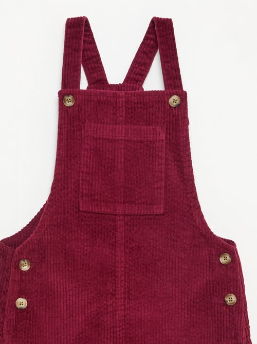 Robe salopette à poche en velours côtelé - Kiabi