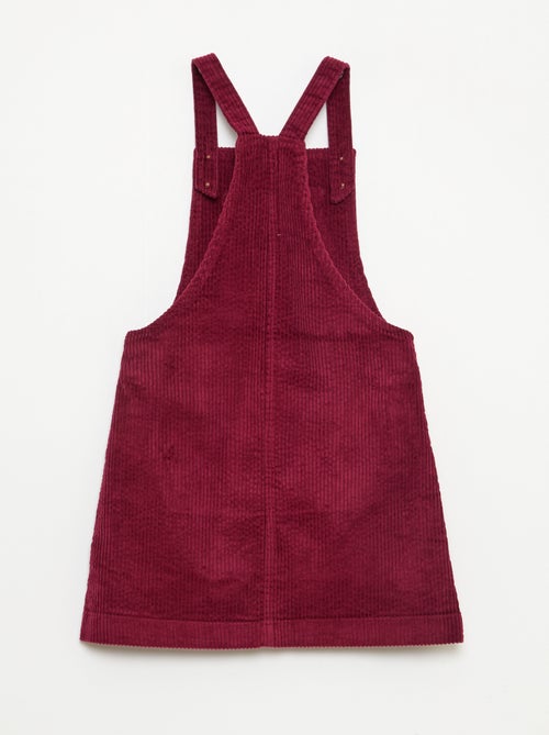 Robe salopette à poche en velours côtelé - Kiabi