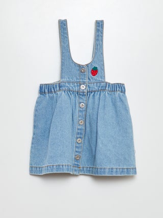 Robe salopette en jean brodée