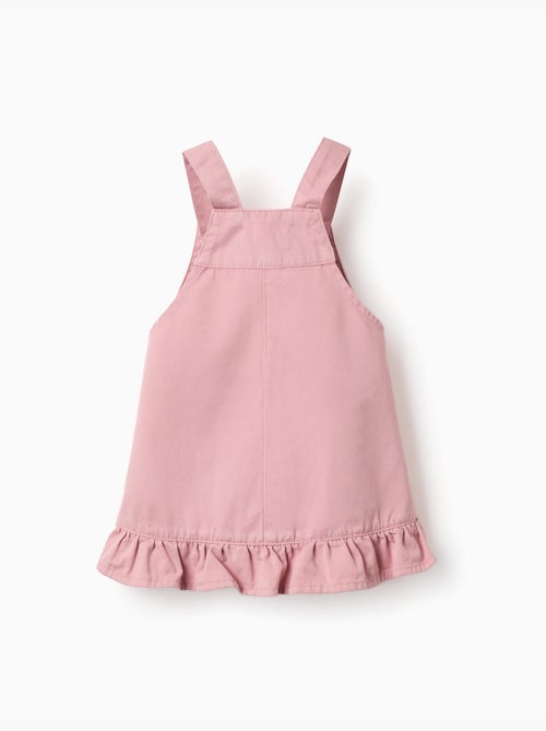 Robe salopette en sergé avec ourlet à volants - Kiabi
