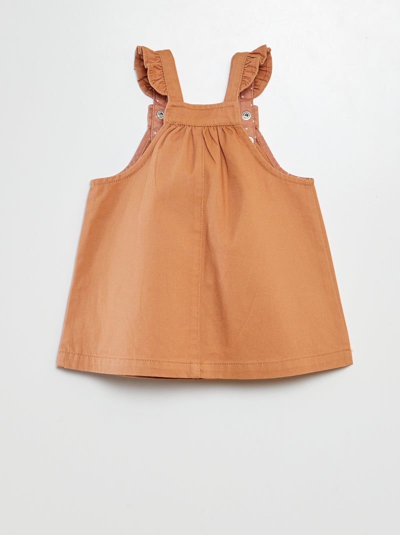 Robe salopette en twill MARRON - Kiabi