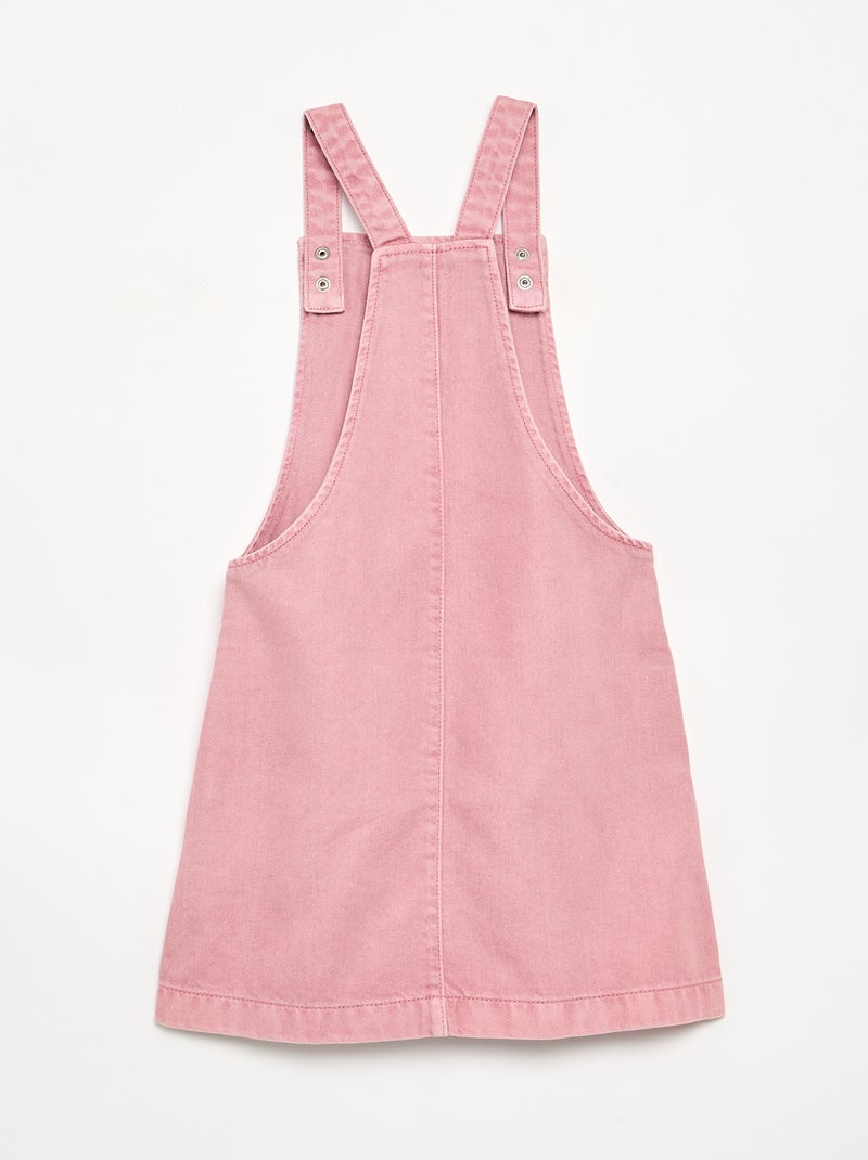 Robe salopette en twill uni Rose - Kiabi