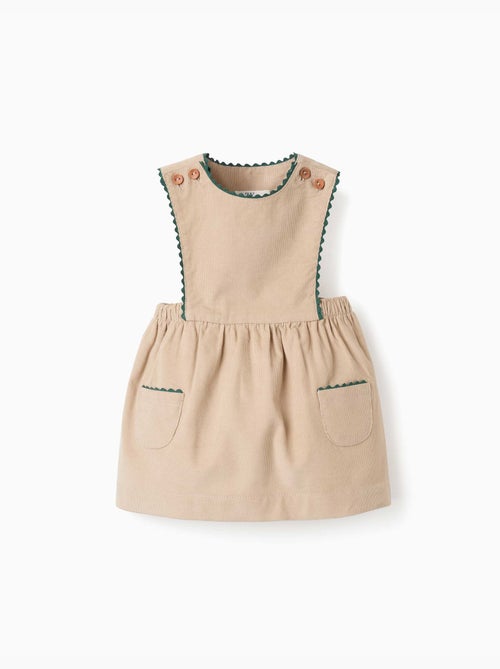 Robe salopette en velours côtelé avec poches - Kiabi