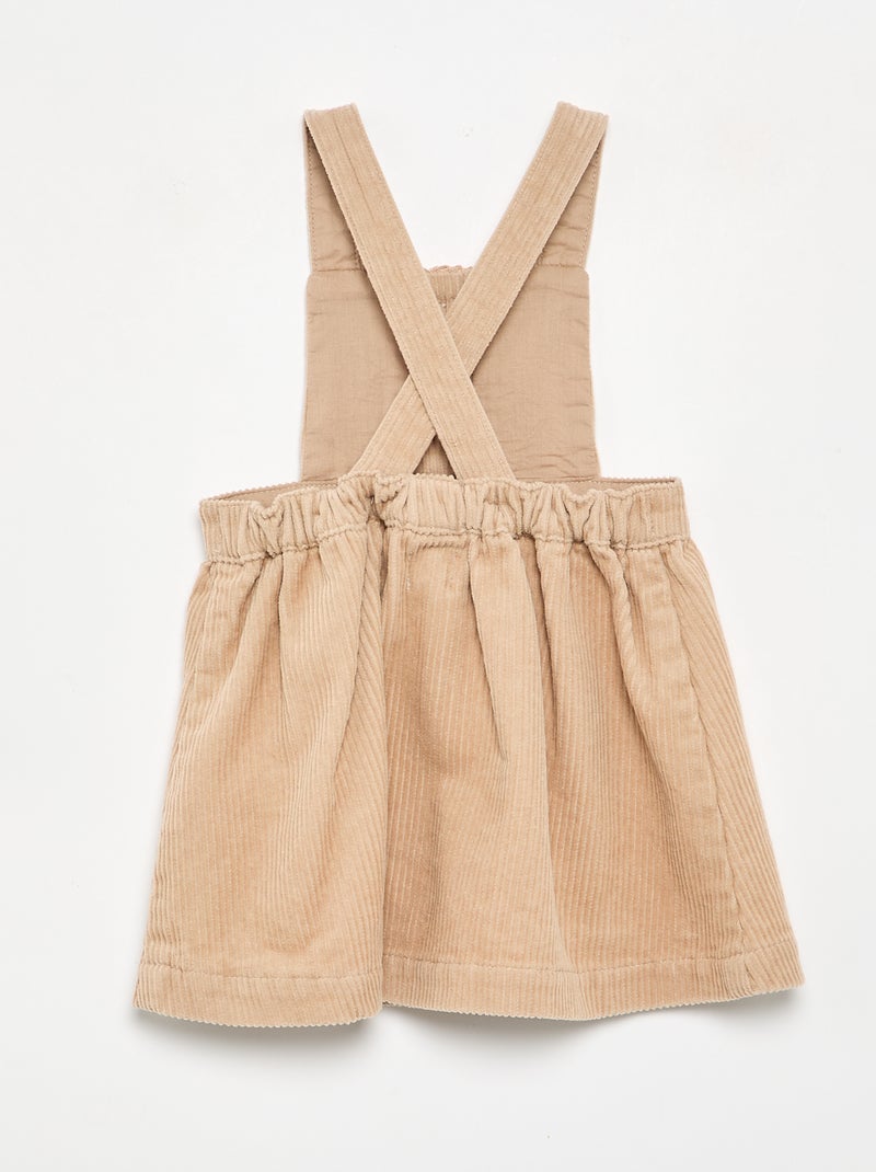 Robe salopette en velours côtelé Beige - Kiabi