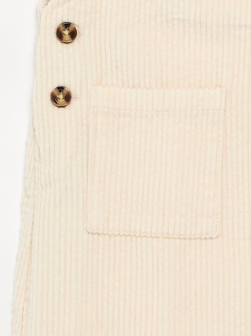 Robe salopette en velours côtelé Blanc - Kiabi