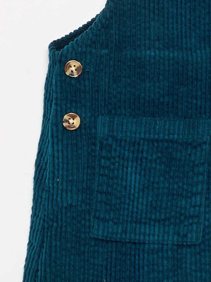 Robe salopette en velours côtelé Bleu - Kiabi