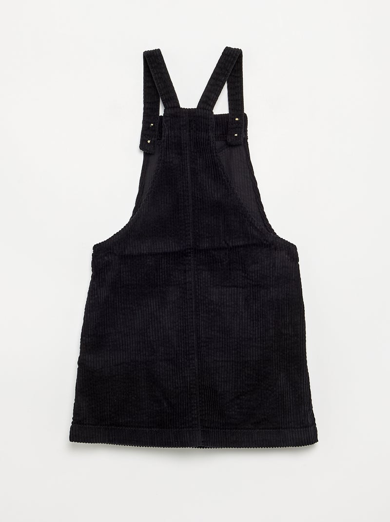 Robe salopette en velours côtelé Noir - Kiabi