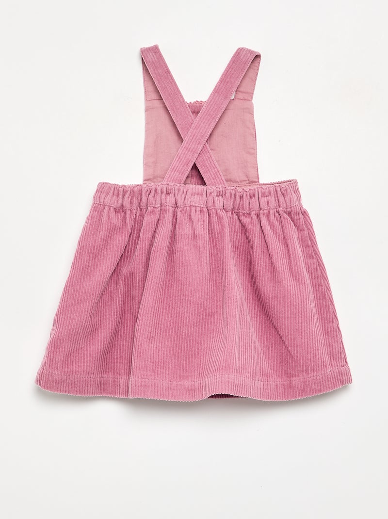 Robe salopette en velours côtelé Rose - Kiabi